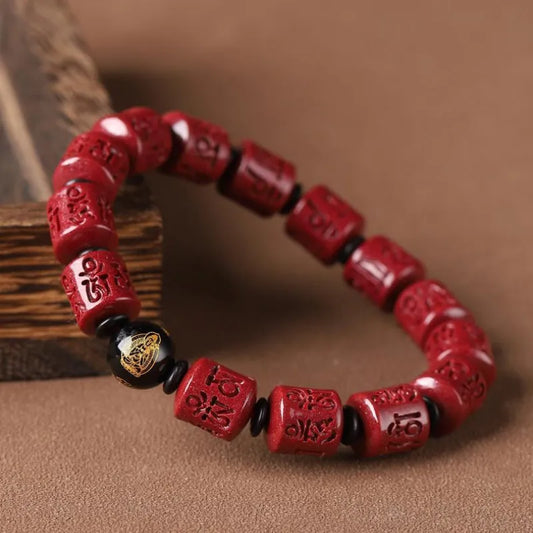 Six-Word Mantra Cinnabar Birth Buddha Bracelet