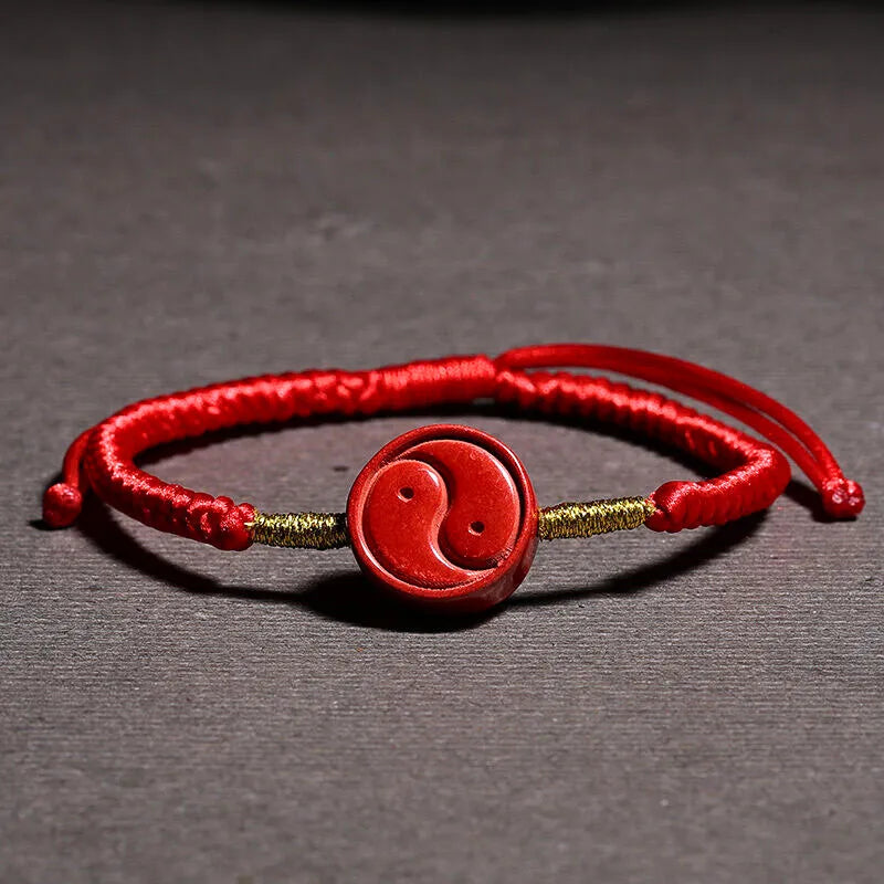 Taoist Bagua Yin-Yang Vermilion Red Rope Bracelet