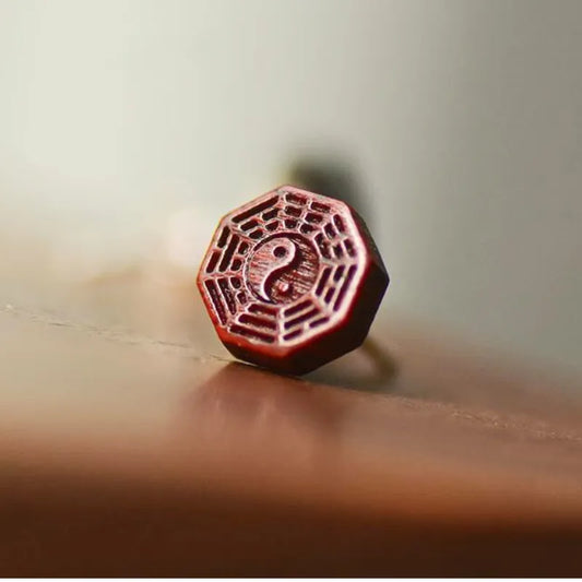 Taoist Tai Chi Bagua Diagram Sandalwood Earrings