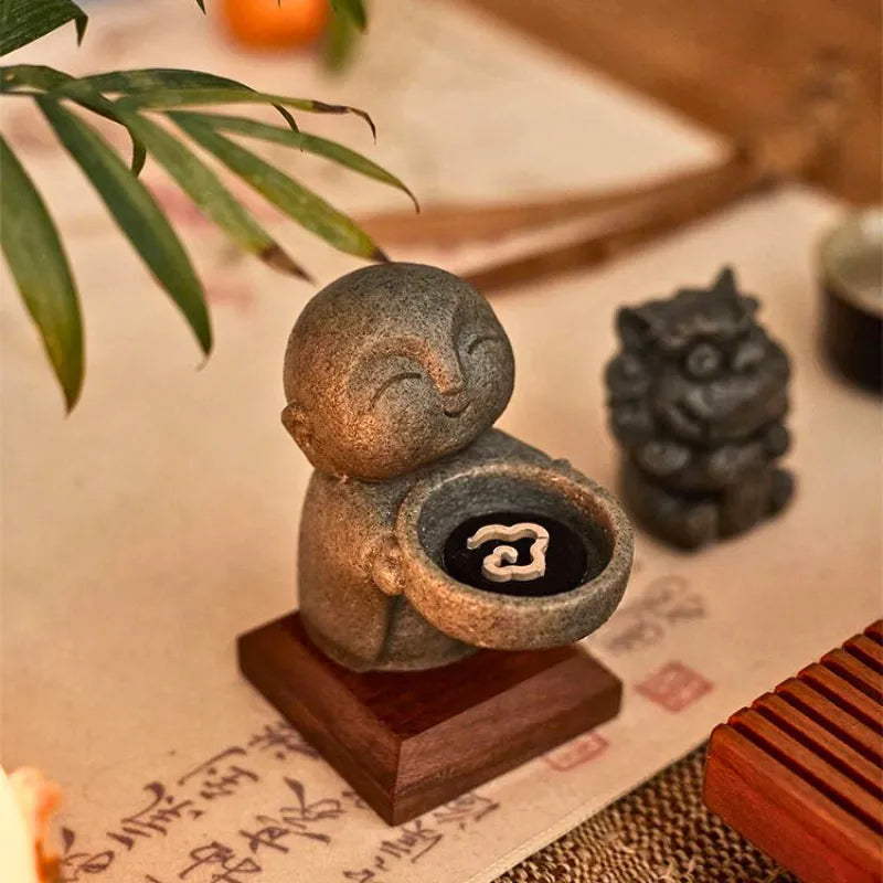 Zen Monk Candlestick Decoration - Mini Figurine for Home Decor