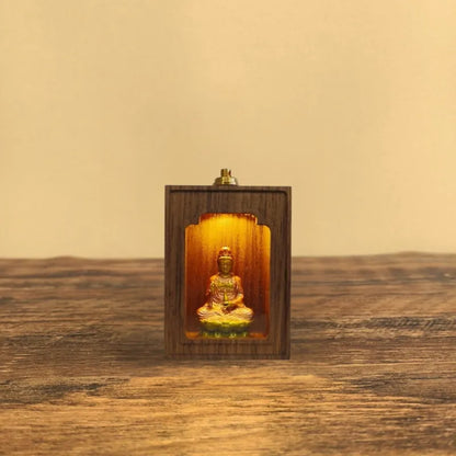 Mini Lighted Shrine with Door – Handcrafted Guanyin