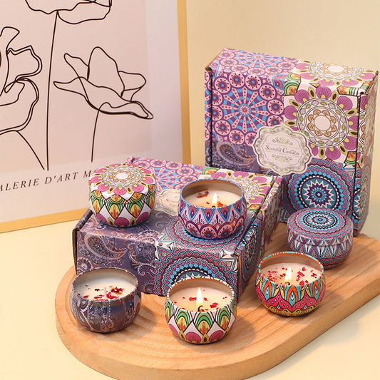 4 Pack Bohemian Scented Candle Gift Set Natural Soy Wax Aromatherapy Candle for Home Decor and Holiday Gifts