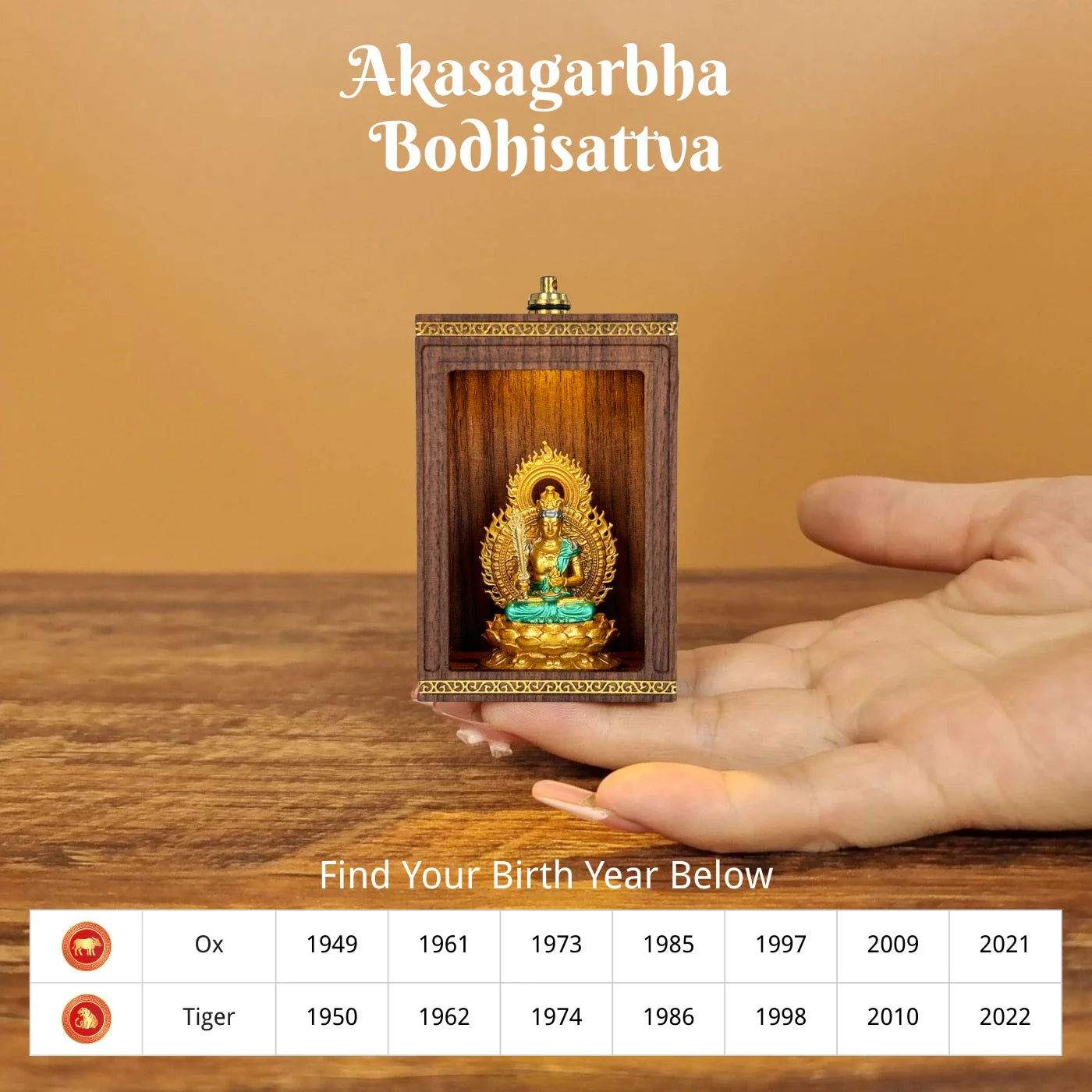 「2026 Horse Year: Find Your Eternal Guardian 」 Handcrafted Solid Walnut LED Buddha Shrine | Personal Zodiac Protector Set