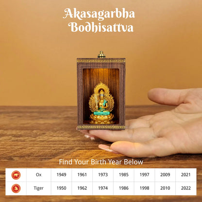 「2026 Horse Year: Find Your Eternal Guardian 」 Handcrafted Solid Walnut LED Buddha Shrine | Personal Zodiac Protector Set