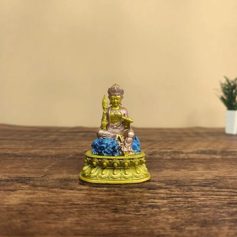 Hand-Painted Mini Shrine for Manjushri and Samantabhadra
