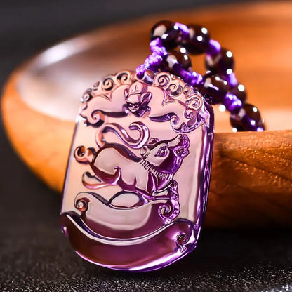 Amethyst Chinese Zodiac Protection Charm Peaceful Pendant