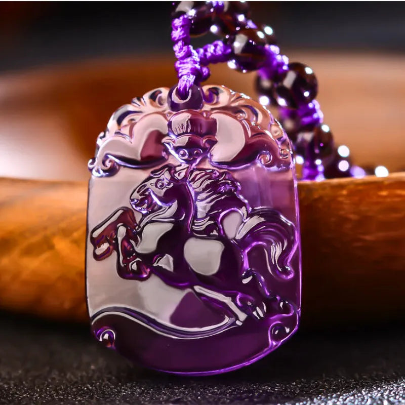 Amethyst Chinese Zodiac Protection Charm Peaceful Pendant