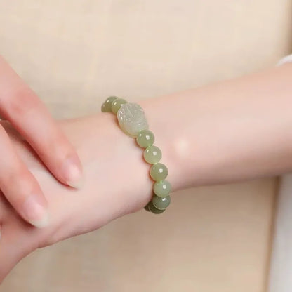 Buddha Stone Green Jade Pixiu Wealth Bracelet
