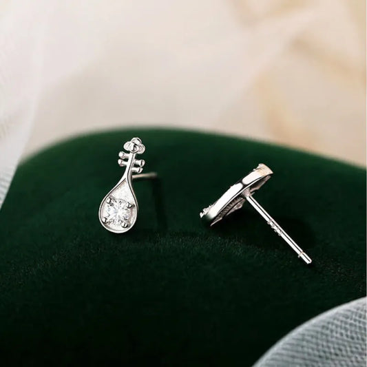 Chinese Style Asymmetrical Fan & Pipa Earrings