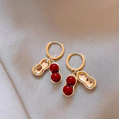 Chinese Style Peanut Earrings - Symbolizing Good Things Happen