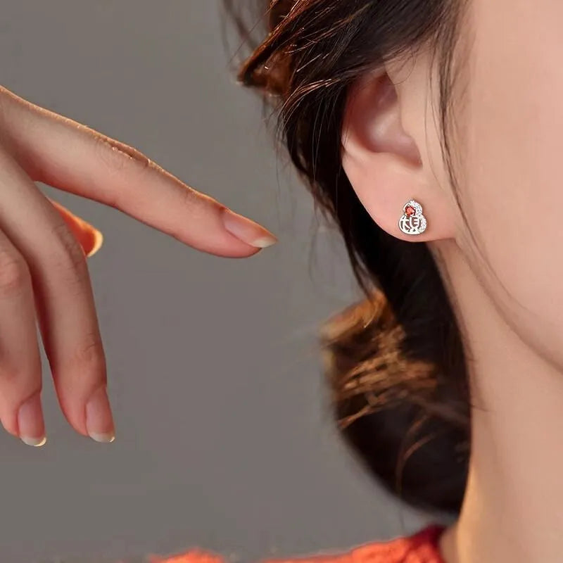 Chinese Style Wealth-Making Gourd Earrings