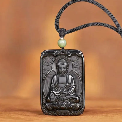 Feng Shui Black Obsidian Birthstone Buddha Pendant