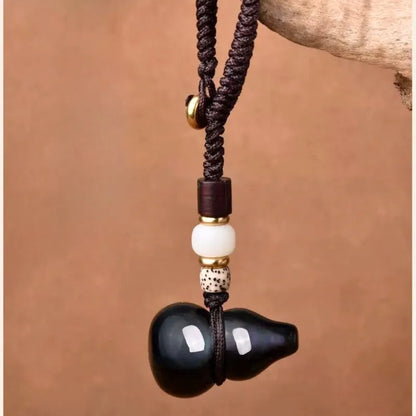 Feng Shui Obsidian Gourd Pendant - For Exorcism, Protection & Energy Purification