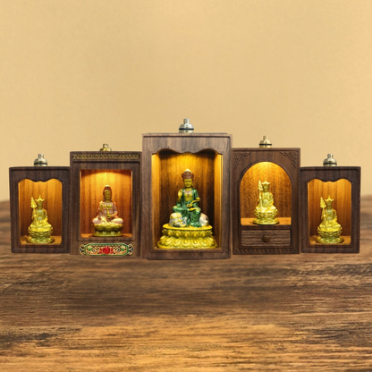 Modern Mini Shrine with Light – Painted Ksitigarbha