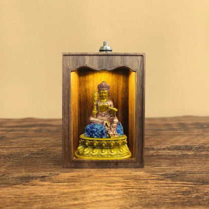 Hand-Painted Mini Shrine for Manjushri and Samantabhadra