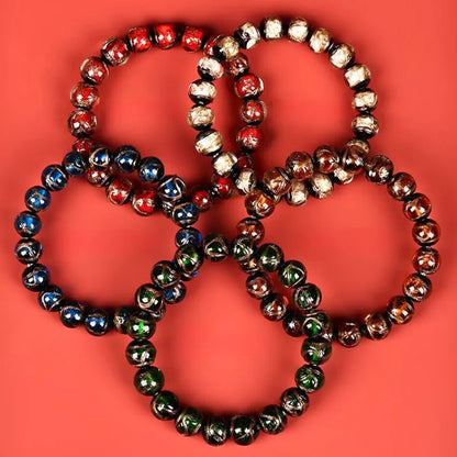 Multi-Gem Incense Ash Glass Bead Bracelet