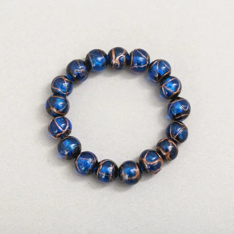 Multi-Gem Incense Ash Glass Bead Bracelet