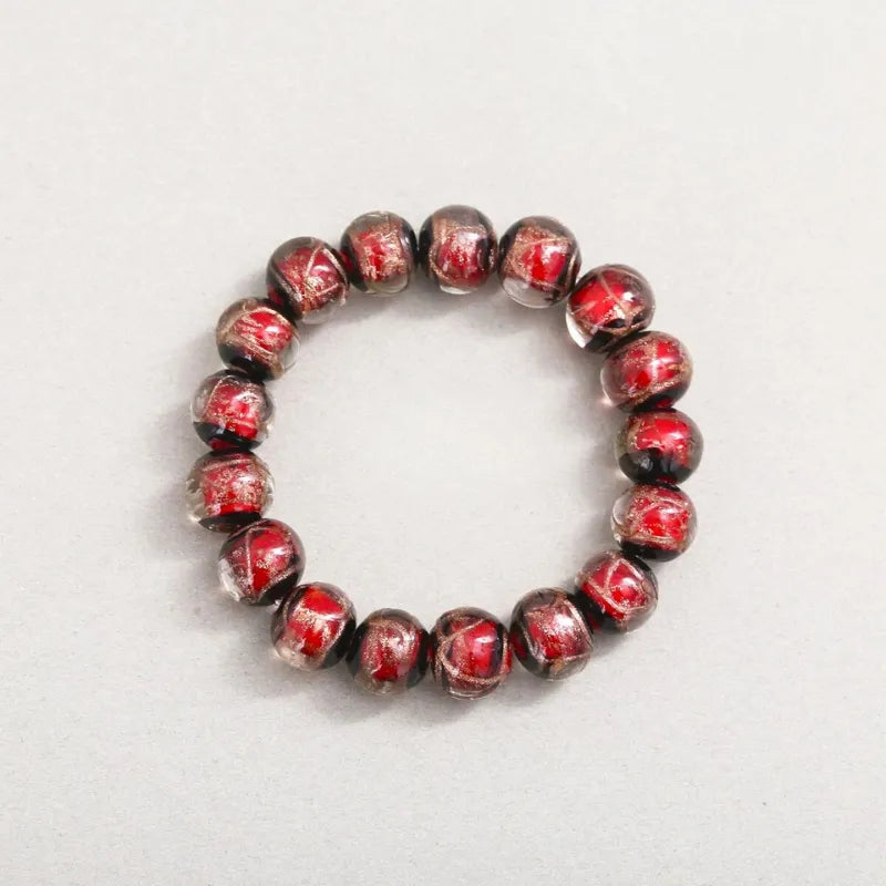 Multi-Gem Incense Ash Glass Bead Bracelet
