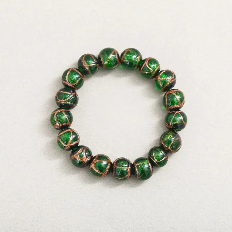 Multi-Gem Incense Ash Glass Bead Bracelet