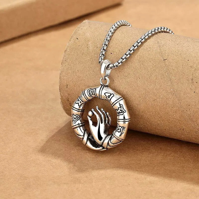 Namo Amitabha Buddha Hand Necklace - Six-Syllable Mantra