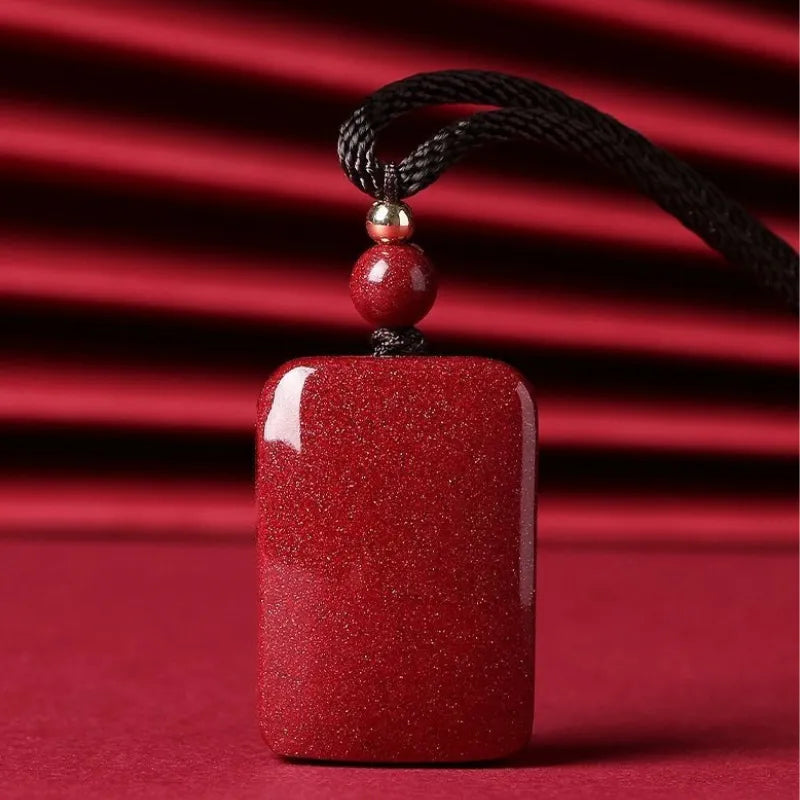 Natural Cinnabar "Peace and Tranquility" Pendant