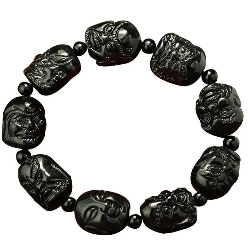 Natural Jade Eighteen Arhats Bead Bracelet