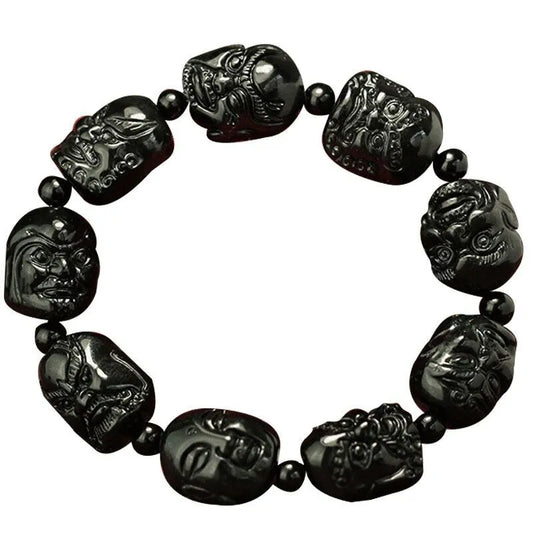 Natural Jade Eighteen Arhats Bead Bracelet