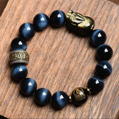 Pixiu Tiger's Eye Trinity Bracelet The Energy Chain for Happiness, Fulfillment, and a Colorful Life