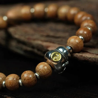 Six-Channel Wood Gourd Bead Protection & Peace Bracelet