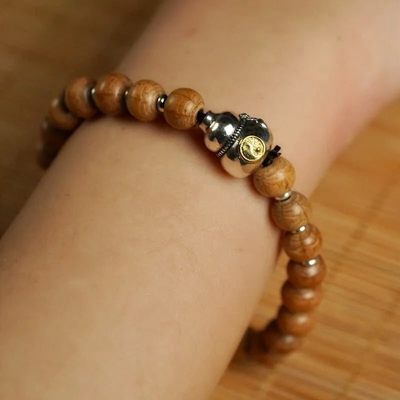 Six-Channel Wood Gourd Bead Protection & Peace Bracelet