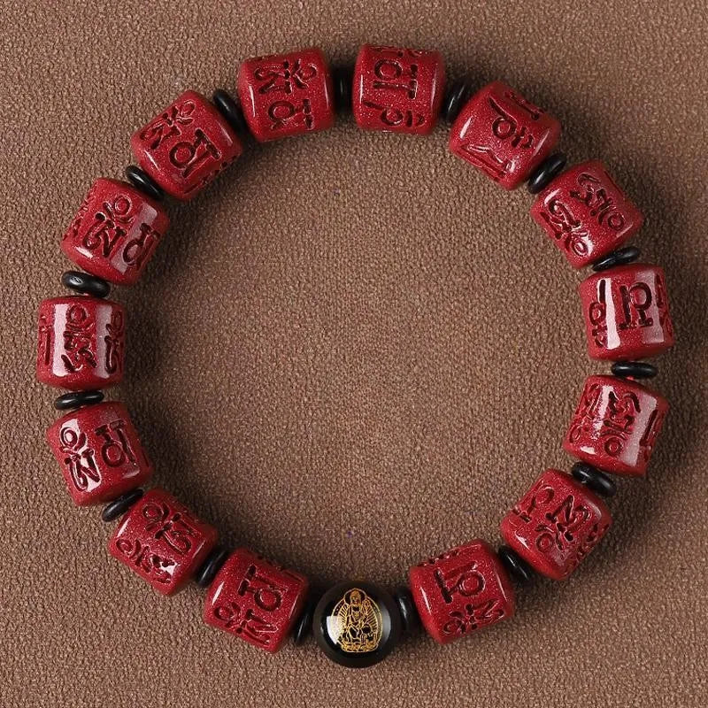 Six-Word Mantra Cinnabar Birth Buddha Bracelet