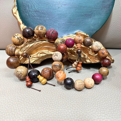 Taoist 64 Hexagrams Multi-Gem Sandalwood Bead Bracelet