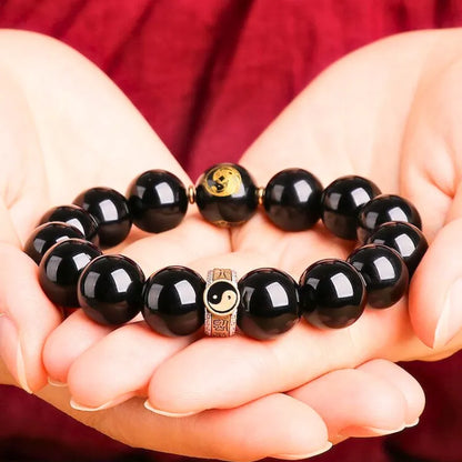 Taoist Black Obsidian Protection & Fortune Bead Bracelet