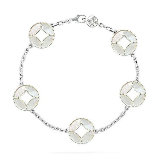 Taoist Five Emperor Coins & Mother-of-Pearl Bead Bracelet - Versatile, Pure, and Perfect for Couples