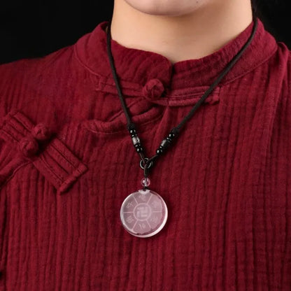White Crystal Six-Word Proverb Pendant