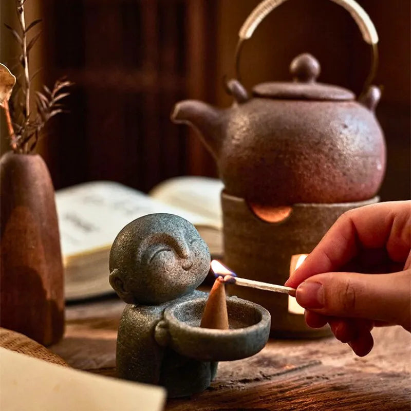Zen Monk Candlestick Decoration - Mini Figurine for Home Decor