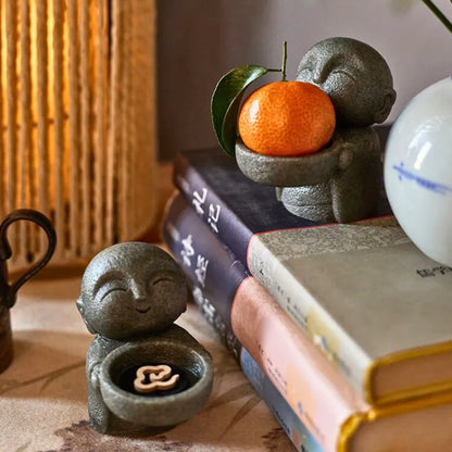 Zen Monk Candlestick Decoration - Mini Figurine for Home Decor