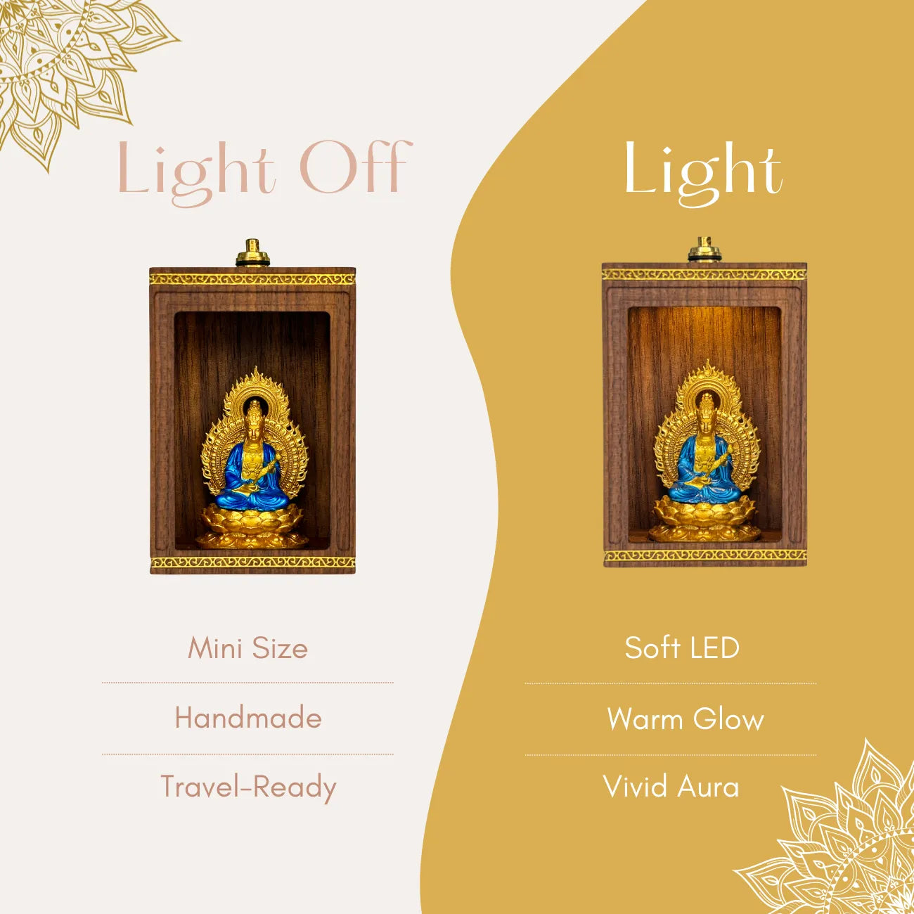 「2026 Horse Year: Find Your Eternal Guardian 」 Handcrafted Solid Walnut LED Buddha Shrine | Personal Zodiac Protector Set