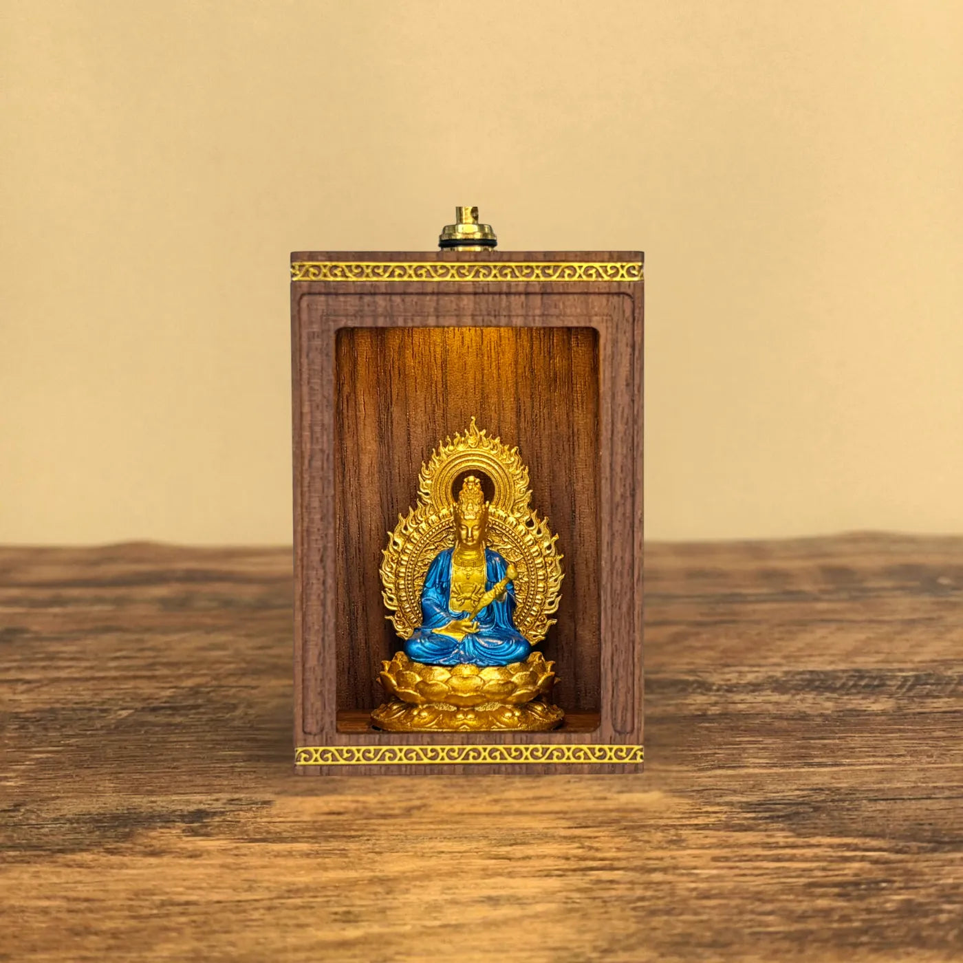 「2026 Horse Year: Find Your Eternal Guardian 」 Handcrafted Solid Walnut LED Buddha Shrine | Personal Zodiac Protector Set